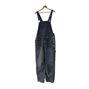 Topman Overalls Mens W34/L34 Black Denim Cargo Button Fly Pockets Layers Rugged